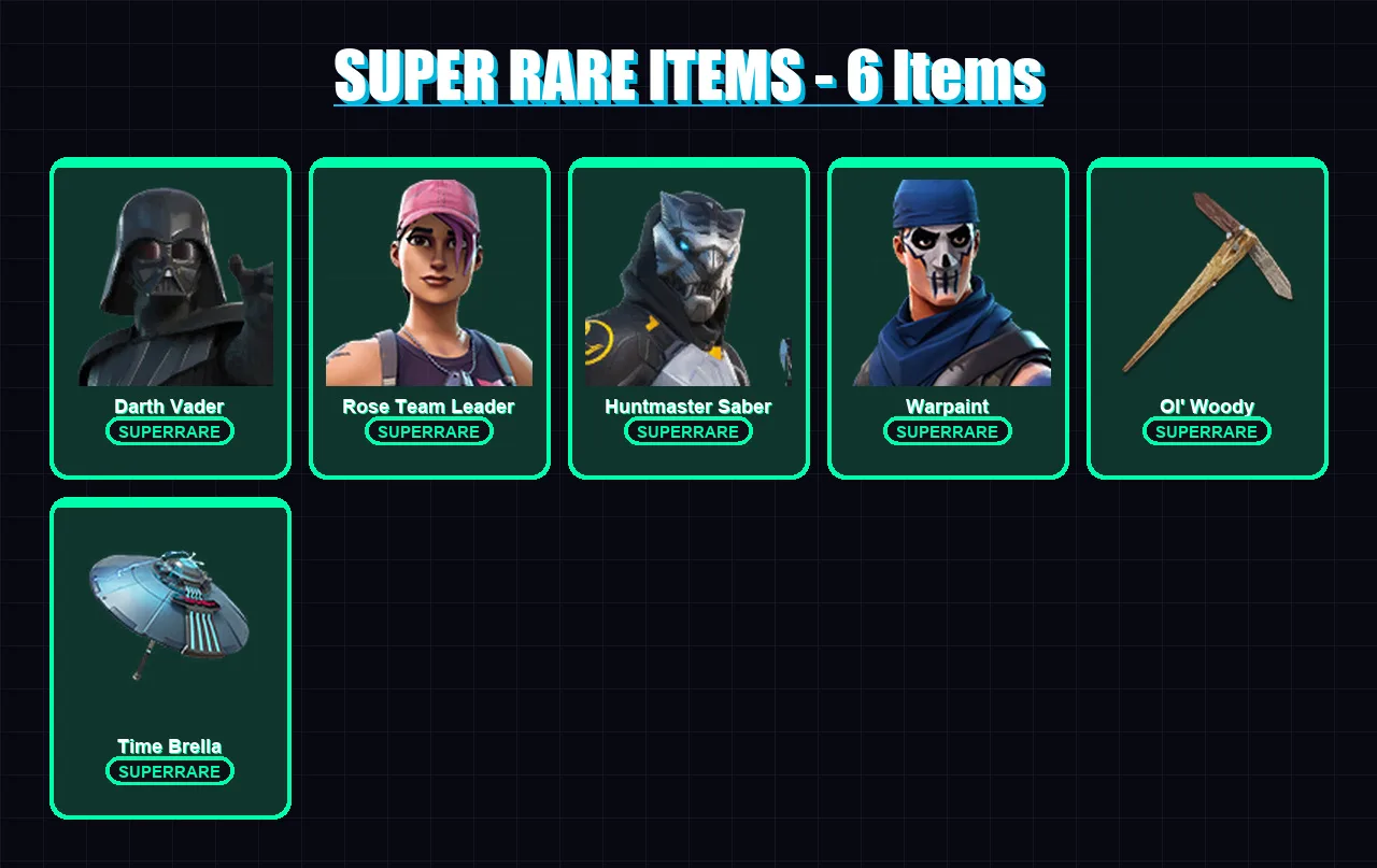 [PC/PSN] | Darth Vader | Rose Team Leader | Huntmaster Saber | Warpaint | Malik | 158 skin | 214 pickaxe | 175 emote | 163 glider | Lv2148