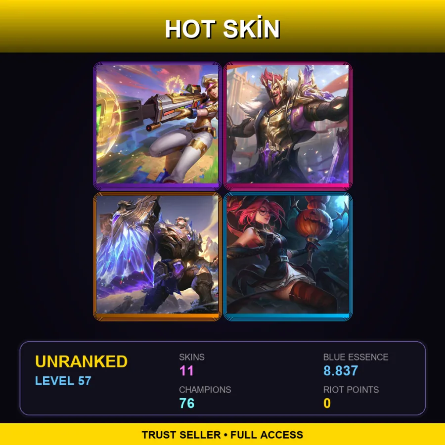 TR | Lv57 | Unranked | 11 Skin | 76 Champ with Warwick