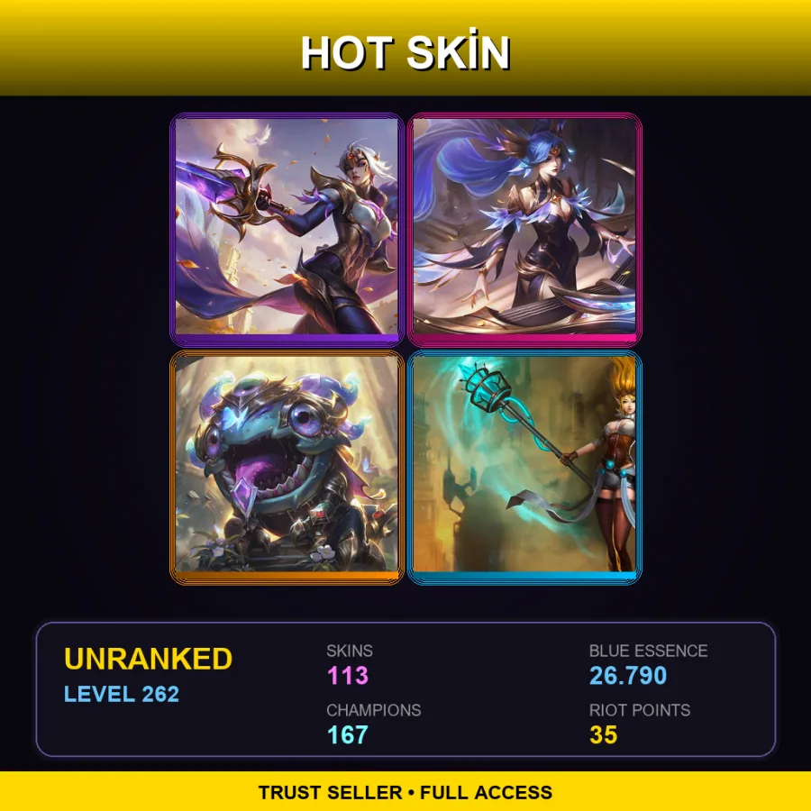 TR | Lv262 | Unranked | 113 Skin | 167 Champ — Coin Emperor Tahm Kench