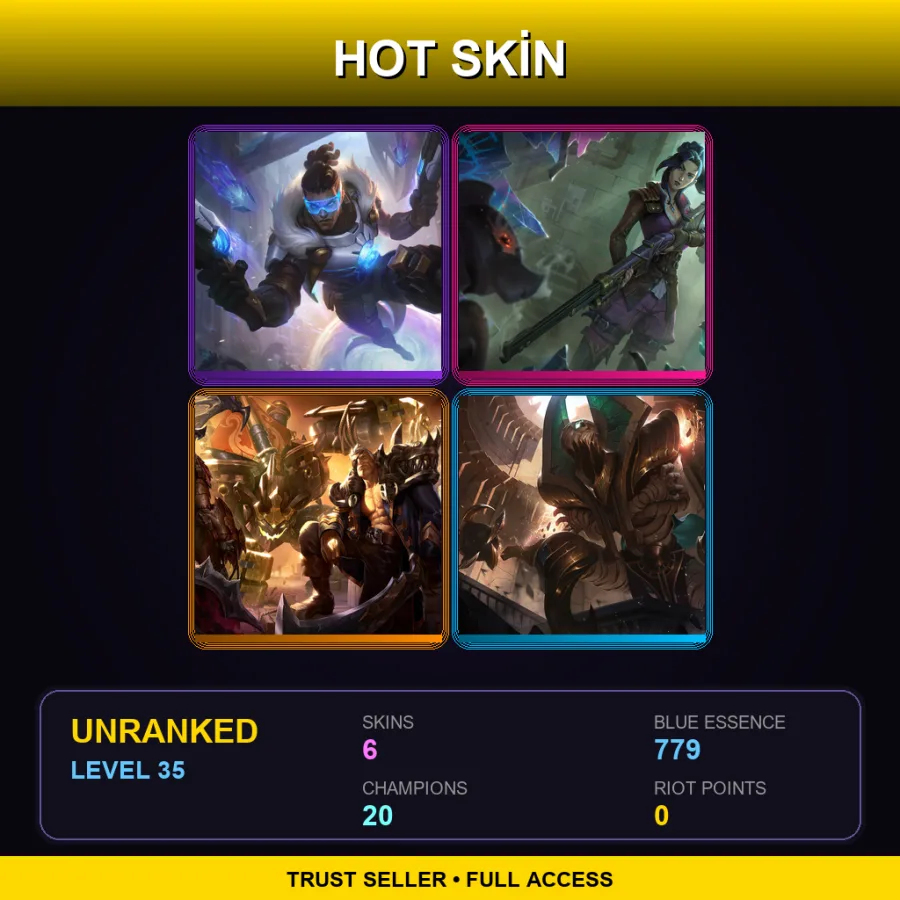 EUW | Lv35 | Unranked | 6 Skin | 20 Champ — LoL account