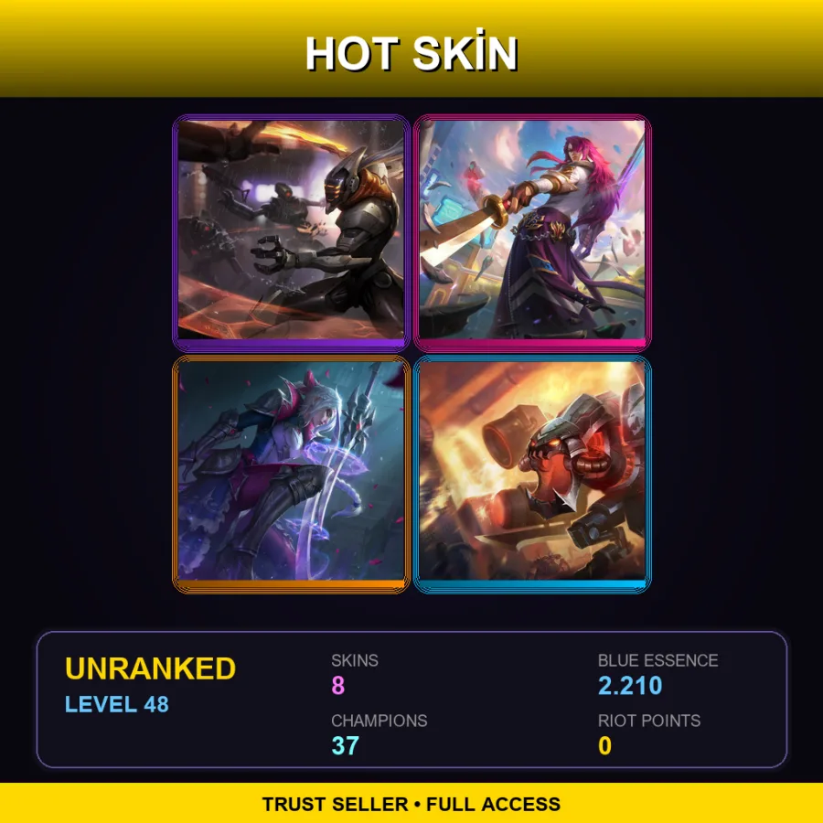 BR | Lv48 | Unranked | 8 Skin | 37 Champ — LoL account
