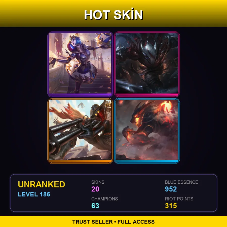 LAS | Lv186 | Unranked | 20 Skin | 63 Champ