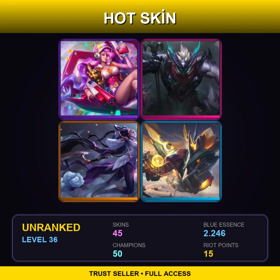 TR | Lv36 | Unranked | 45 Skin | 50 Champ