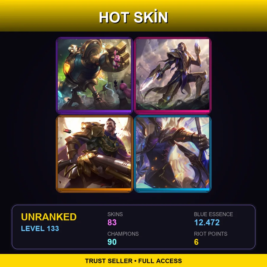 LAN | Lv133 | Unranked | 83 Skin | 90 Champ