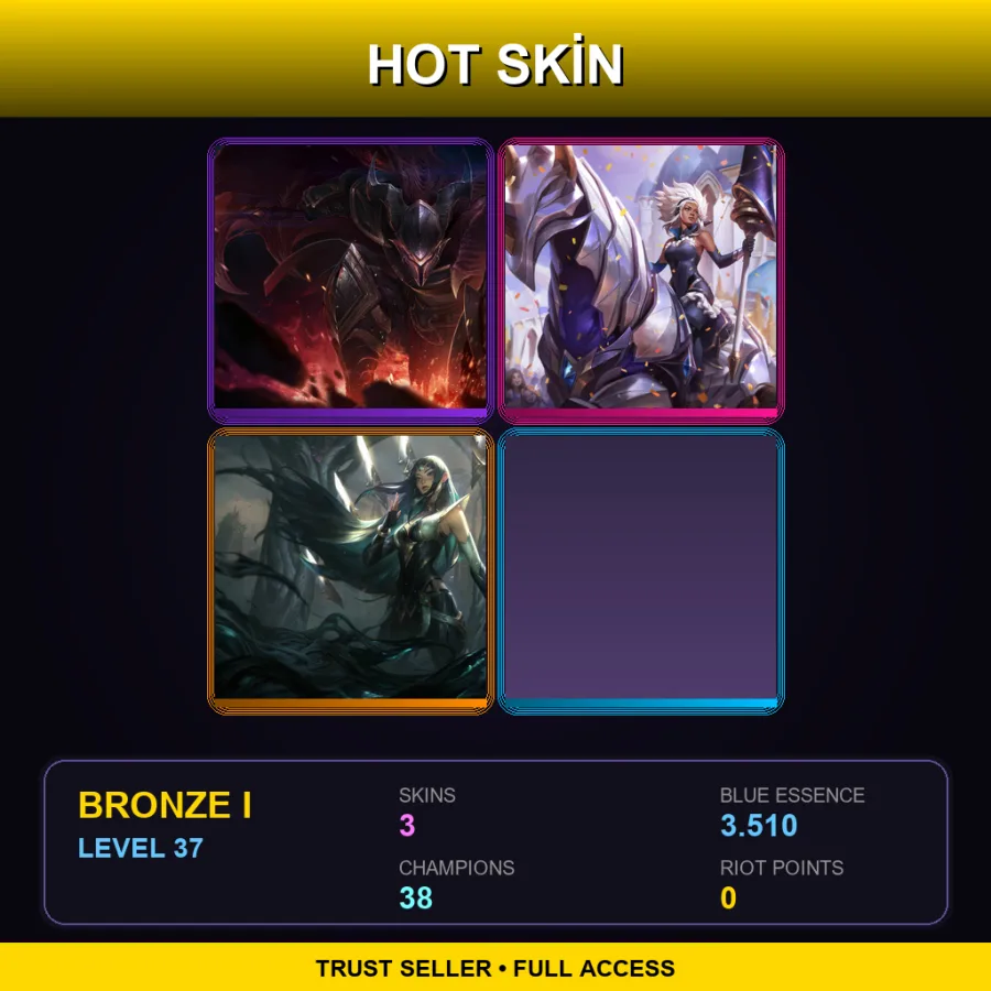 LAS | Lv37 | Bronze I | 3 Skin | 38 Champ — LoL account