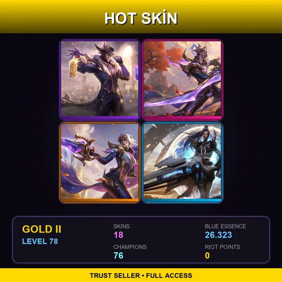 LAS | Lv78 | Gold II | 18 Skin | 76 Champ — LoL account