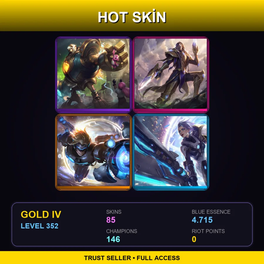 LAN | Lv352 | Gold IV | 85 Skin | 146 Champ