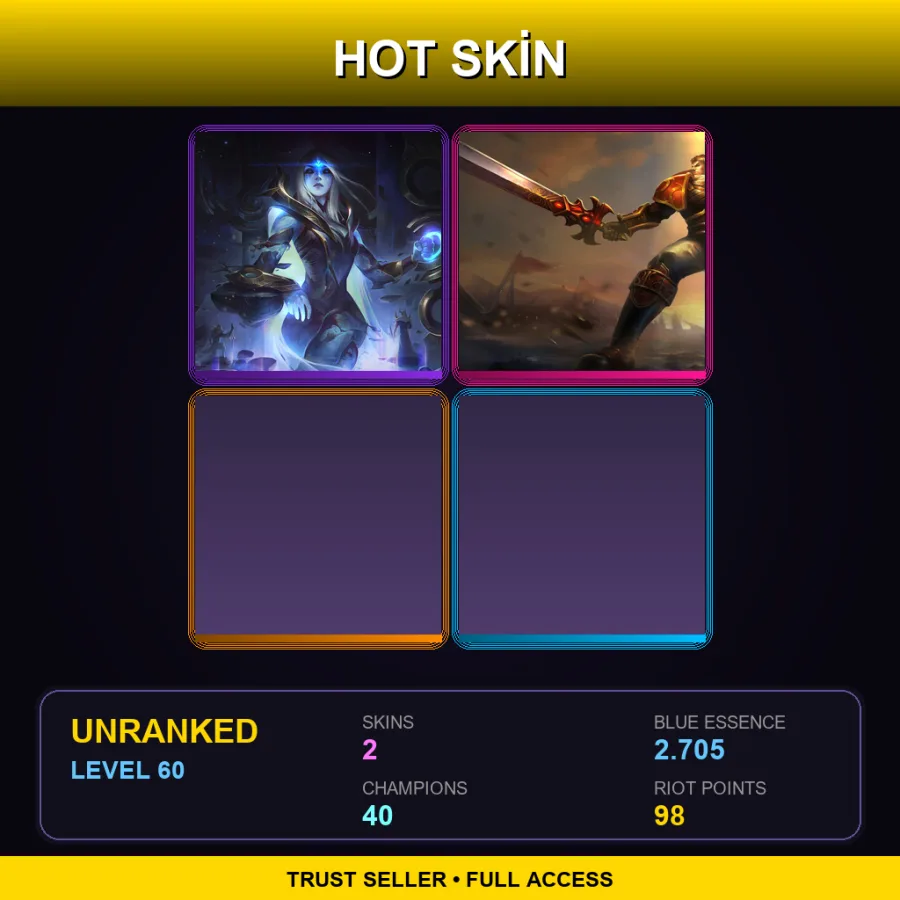 EUW | Lv60 | Unranked | 2 Skin | 40 Champ — LoL account