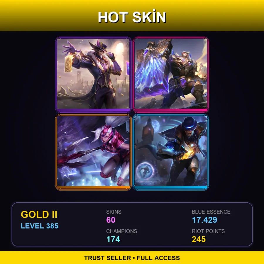 BR | Lv385 | Gold II | 60 Skin | 174 Champ — LoL account