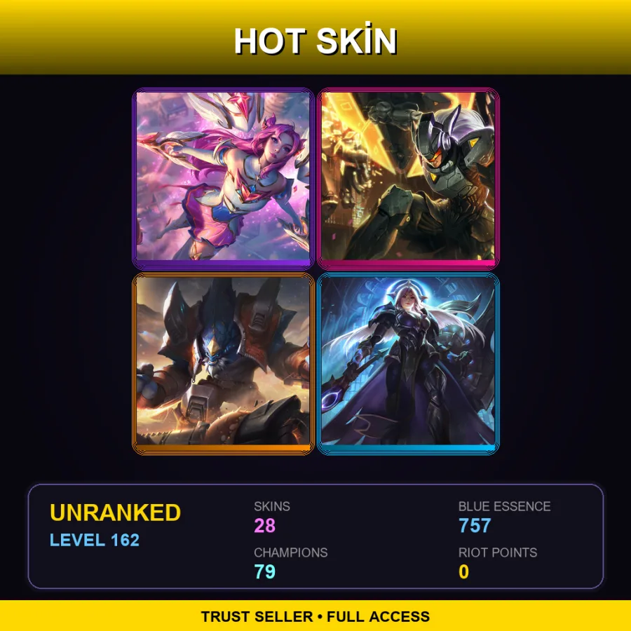 LAN | Lv162 | Unranked | 28 Skin | 79 Champ — Unranked / Smurf League of Legends