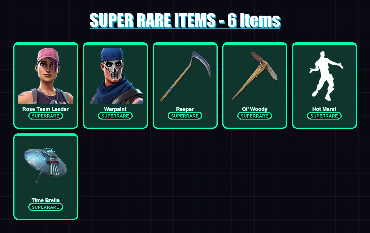 [PC] | Rose Team Leader | Warpaint | Fade | Spectra Knight | Sentinel | 262 skin | 302 pickaxe | 238 emote | 209 glider | Lv2589