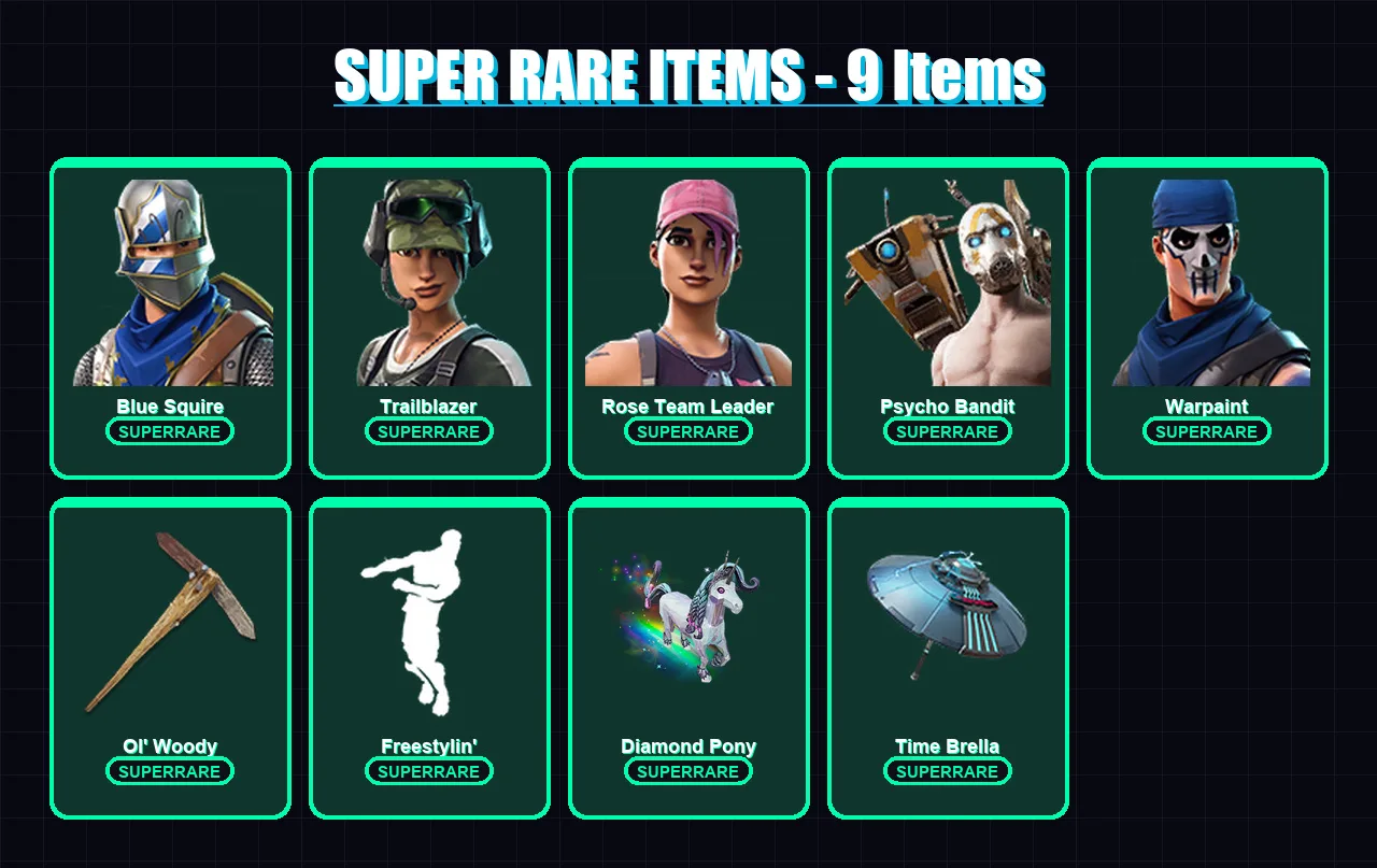 [PC/XBOX/PSN] | Blue Squire | Trailblazer | Rose Team Leader | Psycho Bandit | Warpaint | 231 skin | 191 pickaxe | 117 emote | 101 glider | Lv992