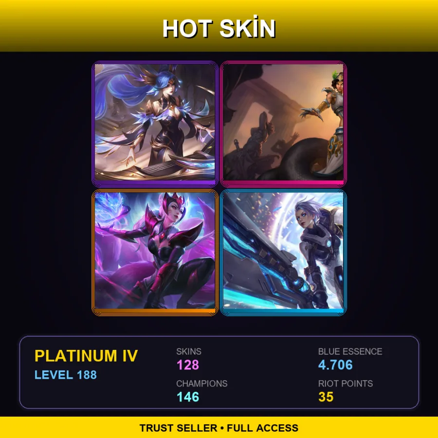 TR | Lv188 | Platinum IV | 128 Skin | 146 Champ
