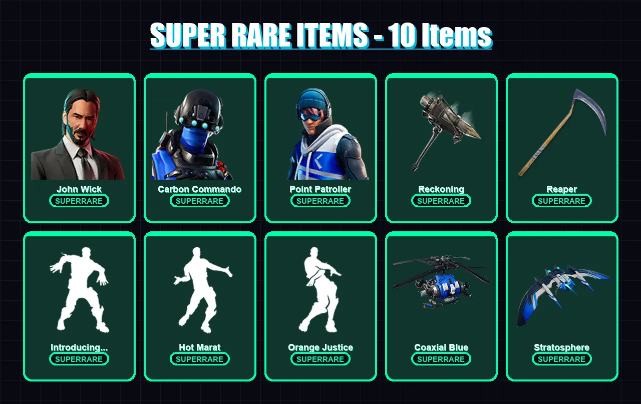 [PC/XBOX/PSN] | John Wick | Carbon Commando | Point Patroller | Lynx | Midas | 78 skin | 59 pickaxe | 80 emote | 67 glider | Lv1013