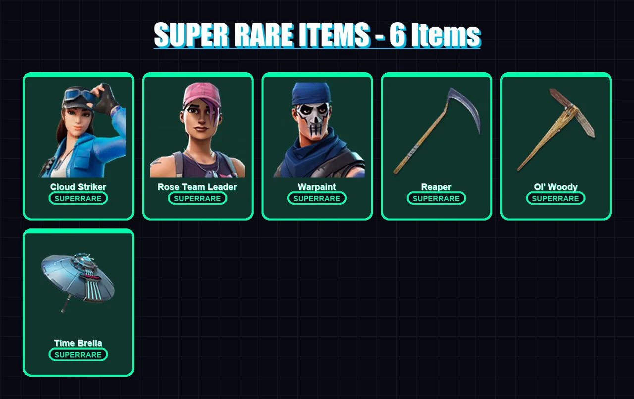 [PC/XBOX] | Cloud Striker | Rose Team Leader | Warpaint | Fade | Oblivion | 86 skin | 63 pickaxe | 49 emote | 49 glider | Lv748