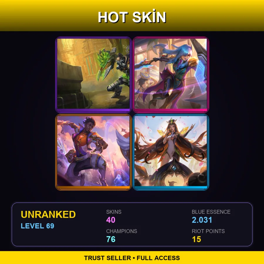 TR | Lv69 | Unranked | 40 Skin | 76 Champ — Battle Principal Yuumi