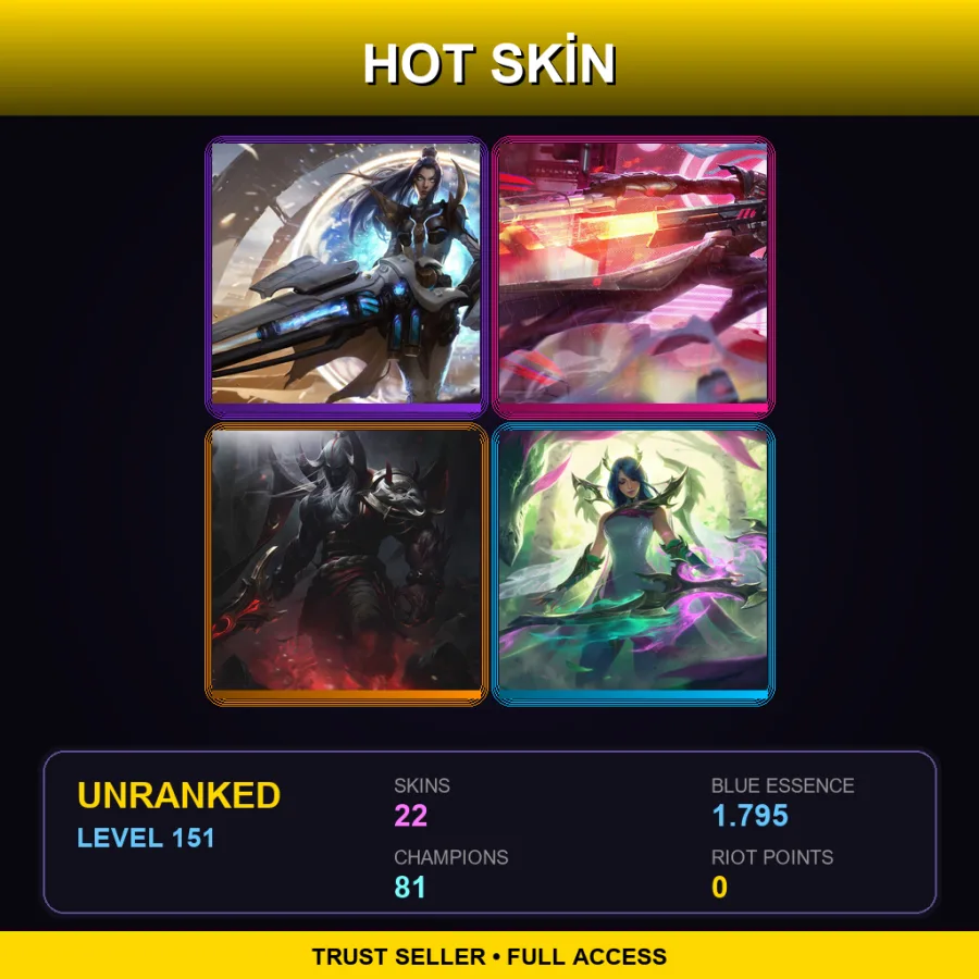 EUW | Lv151 | Unranked | 22 Skin | 81 Champ