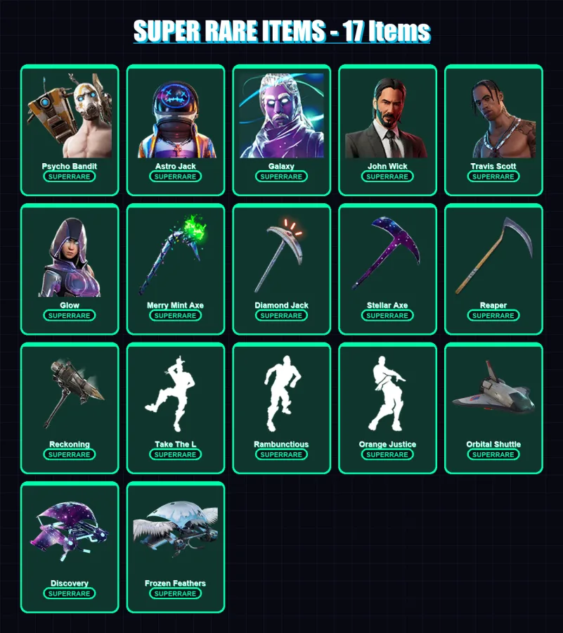 [PC/PSN] | Psycho Bandit | Astro Jack | Galaxy | John Wick | Travis Scott | 203 skin | 95 pickaxe | 99 emote | 71 glider | Lv429