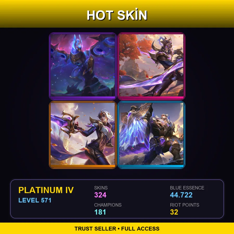 EUW | Lv571 | Platinum IV | 324 Skin | 181 Champ — LoL account