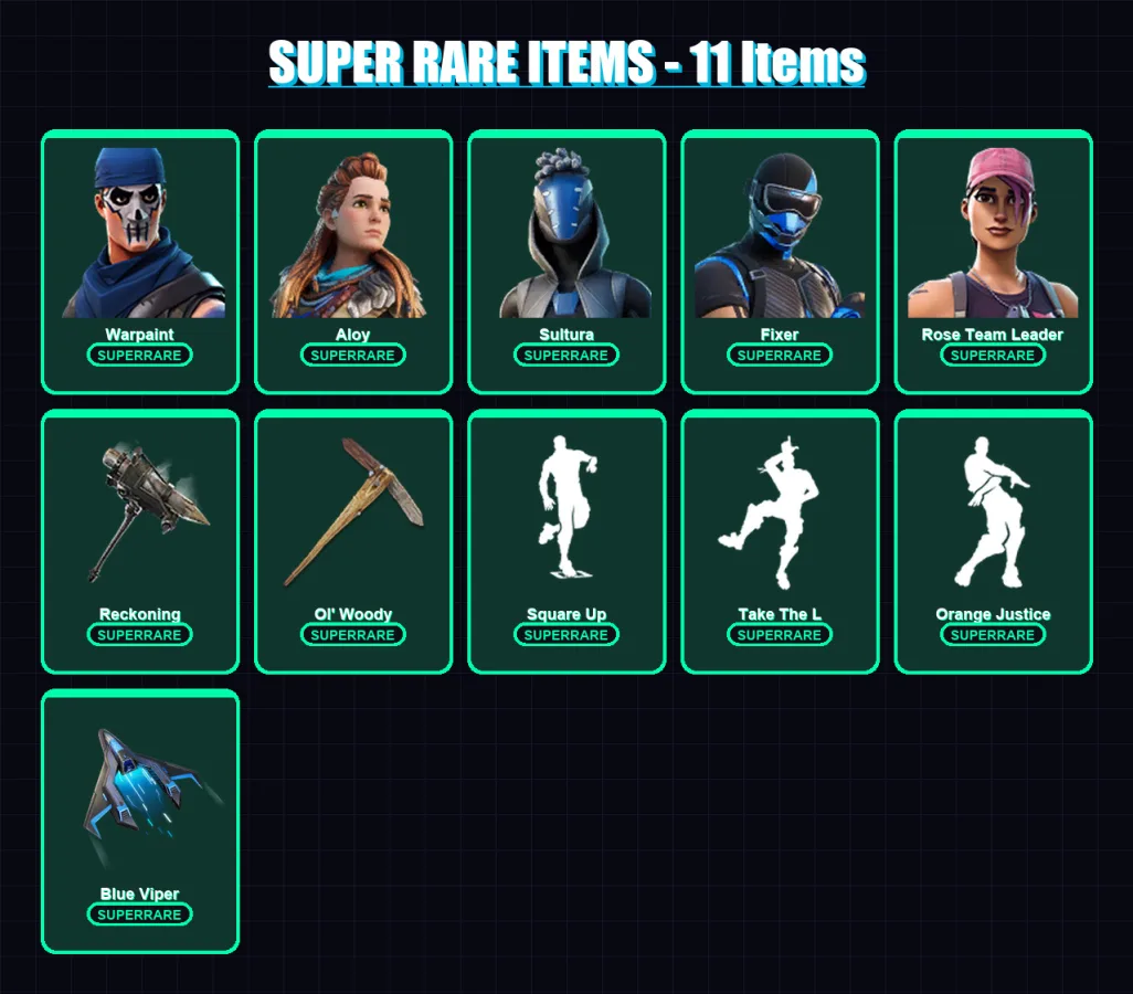 [PC/XBOX] | Warpaint | Aloy | Sultura | Fixer | Rose Team Leader | 126 skin | 151 pickaxe | 100 emote | 122 glider | Lv1311