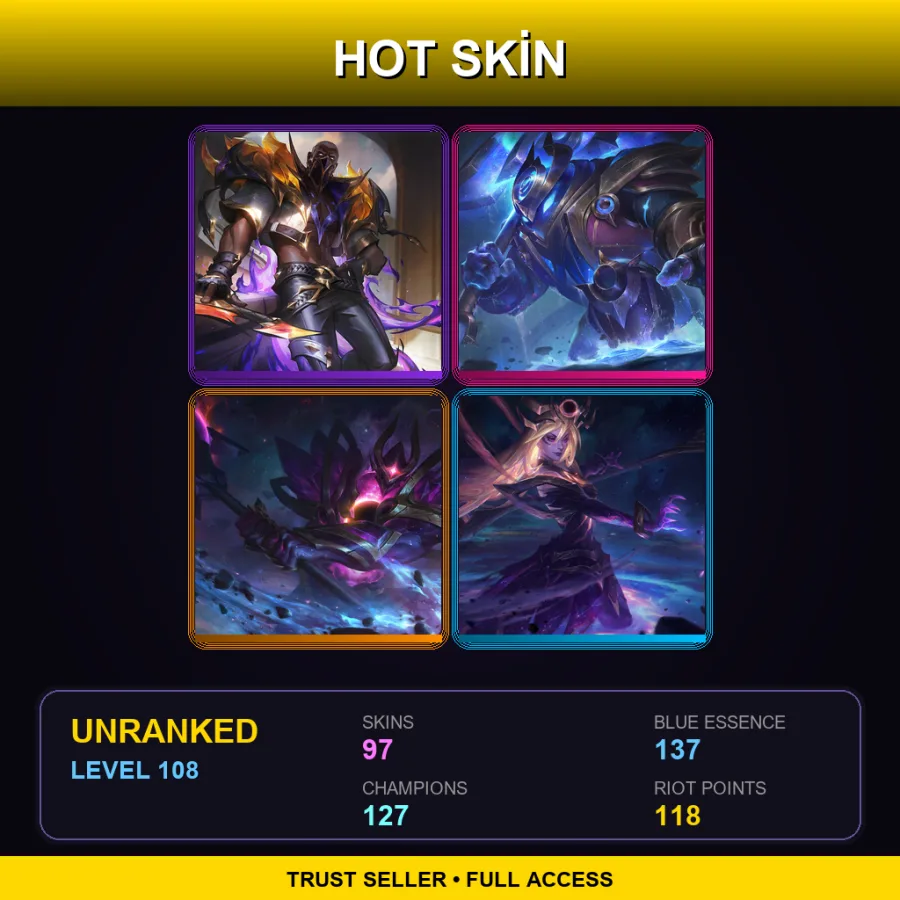 LAS | Lv108 | Unranked | 97 Skin | 127 Champ — LoL account