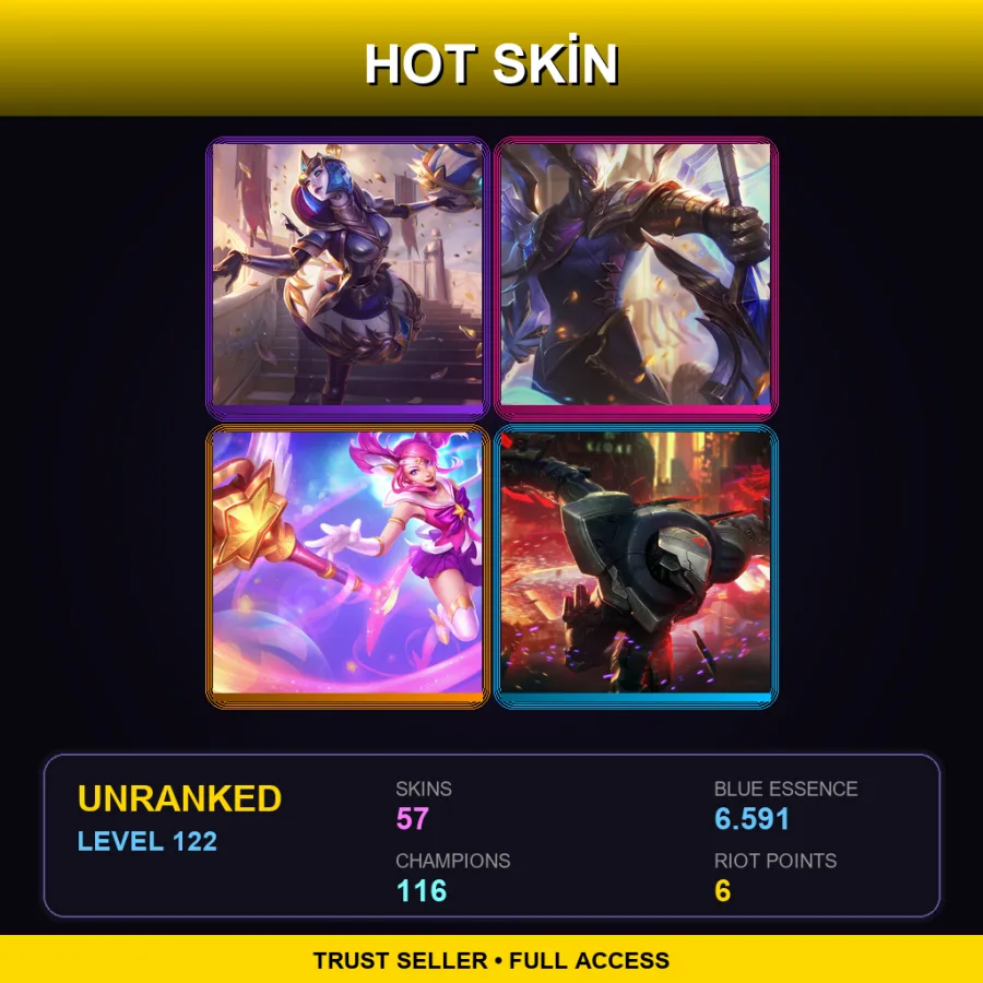SG | Lv122 | Unranked | 57 Skin | 116 Champ — LoL account