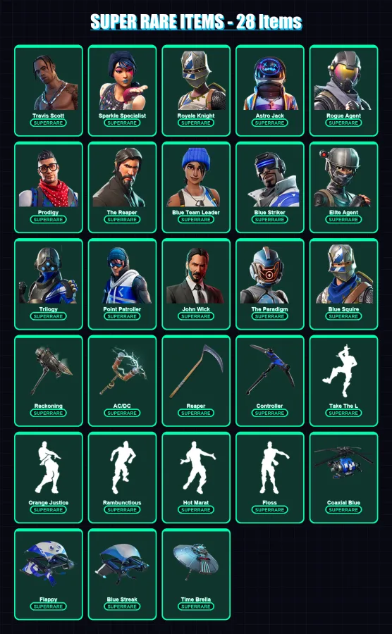 [PC] | Travis Scott | Sparkle Specialist | Royale Knight | Astro Jack | Rogue Agent | 186 skin | 151 pickaxe | 147 emote | 143 glider | Lv2131
