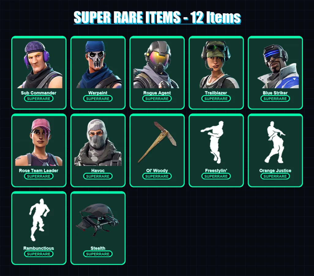 [PC/XBOX/PSN] | Sub Commander | Warpaint | Rogue Agent | Trailblazer | Blue Striker | 333 skin | 252 pickaxe | 121 emote | 122 glider | Lv1475