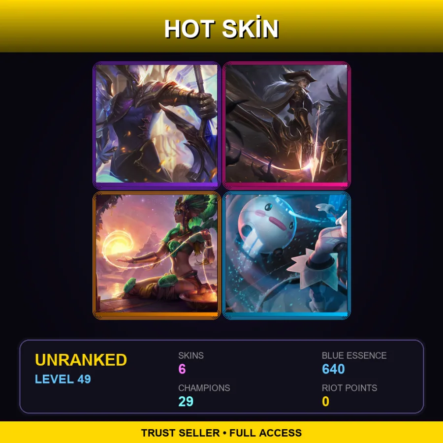 EUNE | Lv49 | Unranked | 6 Skin | 29 Champ — LoL account