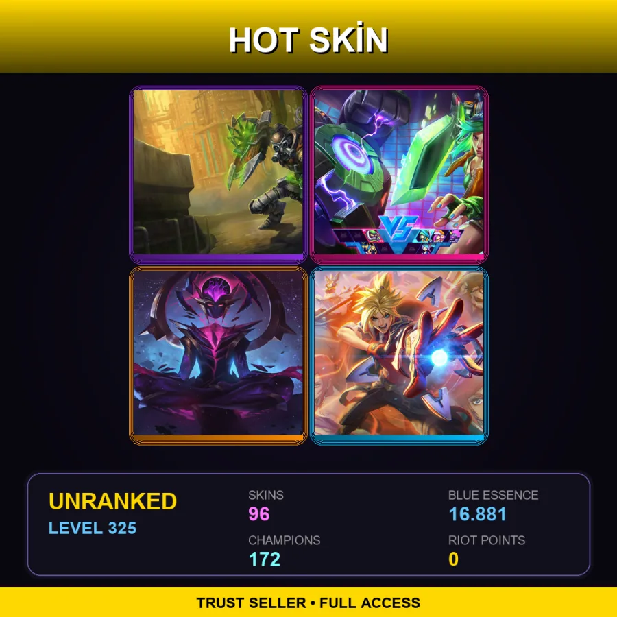 LAN | Lv325 | Unranked | 96 Skin | 172 Champ — Hextech Singed