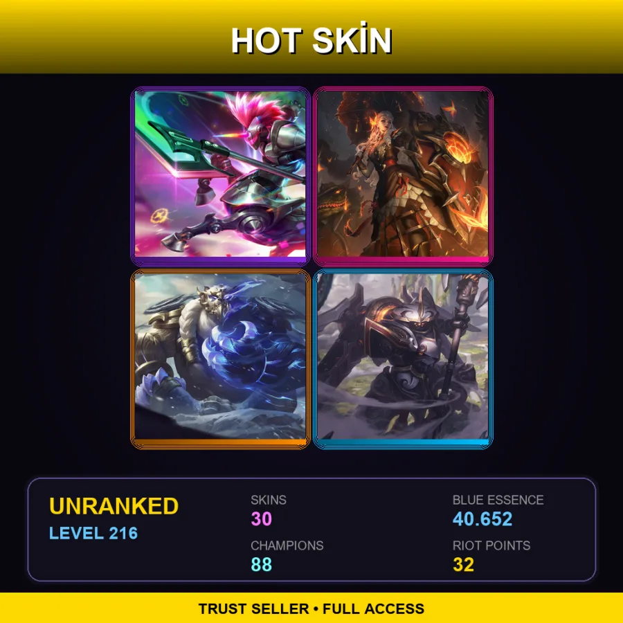EUNE | Lv216 | Unranked | 30 Skin | 88 Champ — Coven Nilah