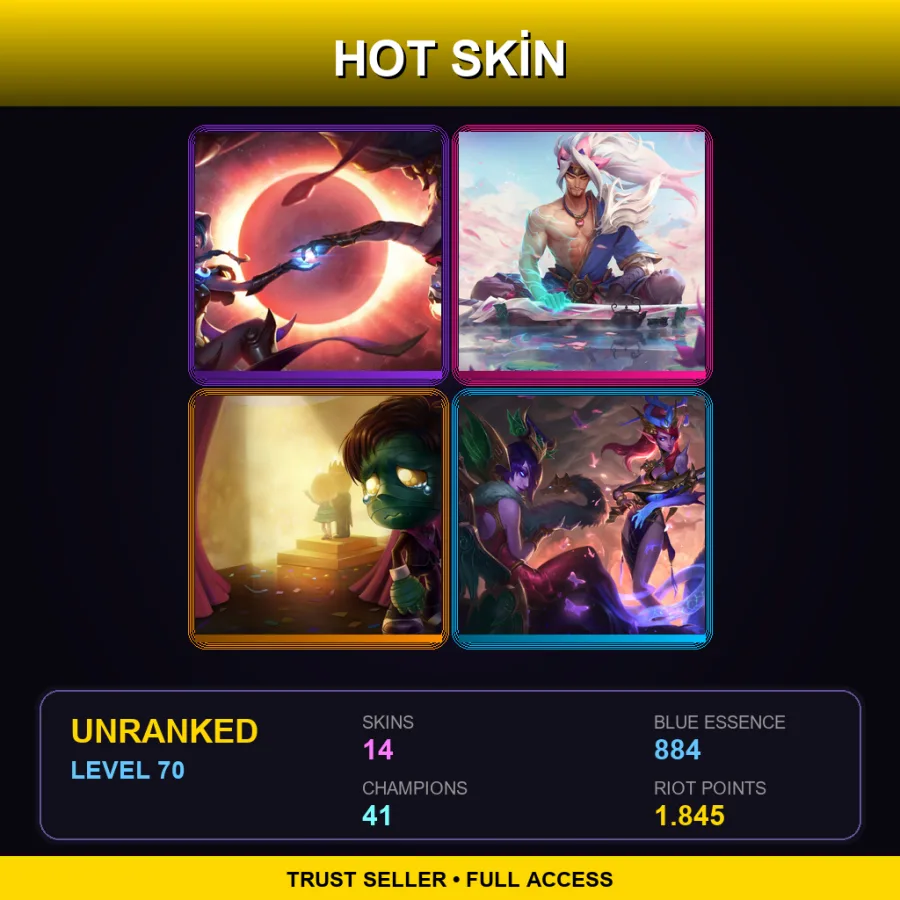 EUW | Lv70 | Unranked | 14 Skin | 41 Champ