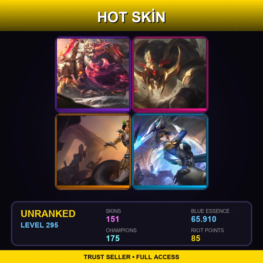 EUW | Lv295 | Unranked | 151 Skin | 175 Champ