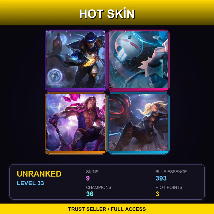 EUNE | Lv33 | Unranked | 9 Skin | 36 Champ — LoL account