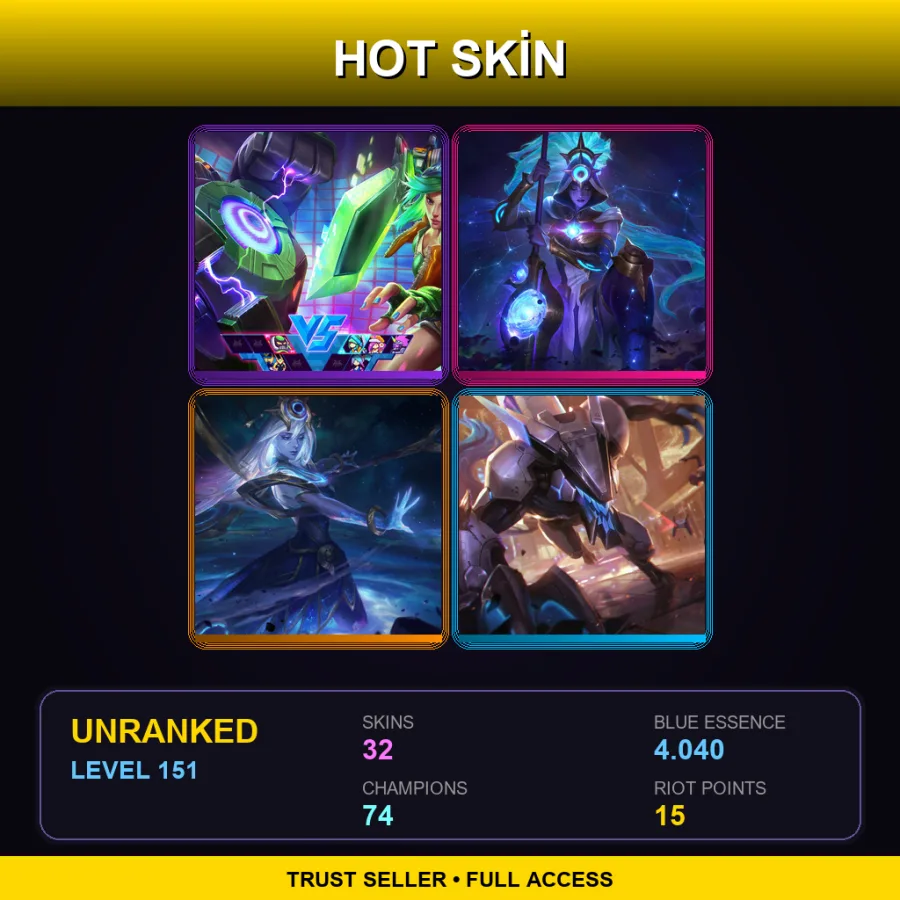 LAS | Lv151 | Unranked | 32 Skin | 74 Champ — LoL account