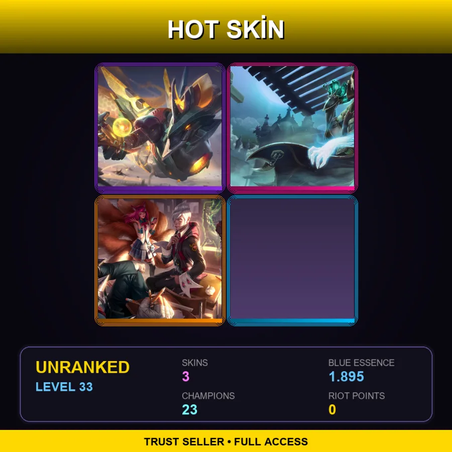 EUW | Lv33 | Unranked | 3 Skin | 23 Champ