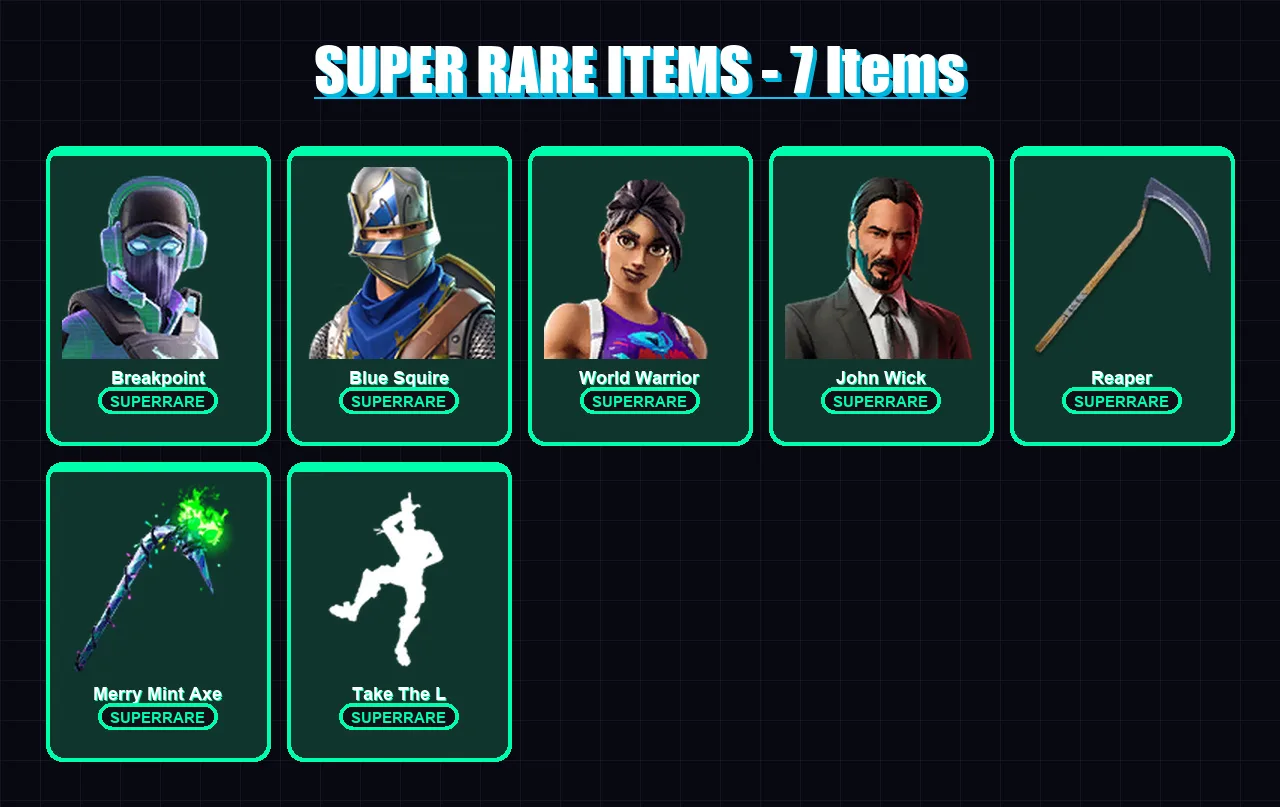 [PC/XBOX/PSN] | Breakpoint | Blue Squire | World Warrior | John Wick | Inferno | 93 skin | 70 pickaxe | 69 emote | 43 glider | Lv609