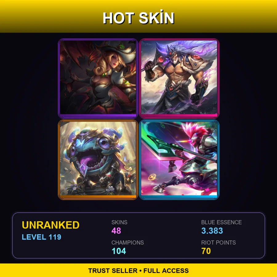 LAN | Lv119 | Unranked | 48 Skin | 104 Champ with Yone