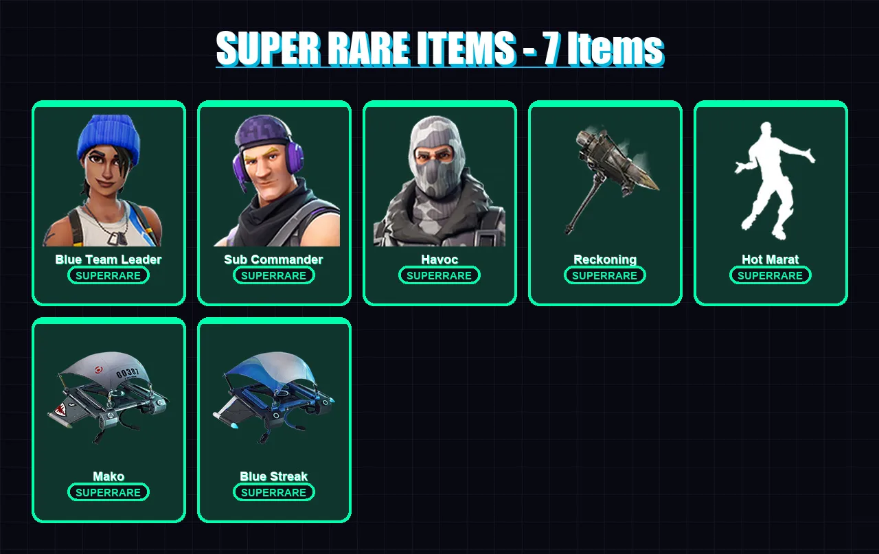 [PC/XBOX/PSN] | Blue Team Leader | Sub Commander | Havoc | Zenith | Sentinel | 53 skin | 50 pickaxe | 62 emote | 57 glider | Lv803
