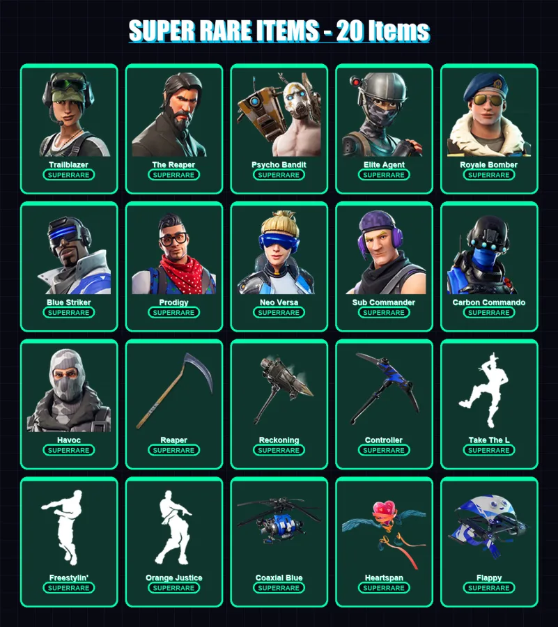 [PC/XBOX/PSN] | Trailblazer | The Reaper | Psycho Bandit | Elite Agent | Royale Bomber | 124 skin | 76 pickaxe | 68 emote | 60 glider | Lv584 — Fortnite account