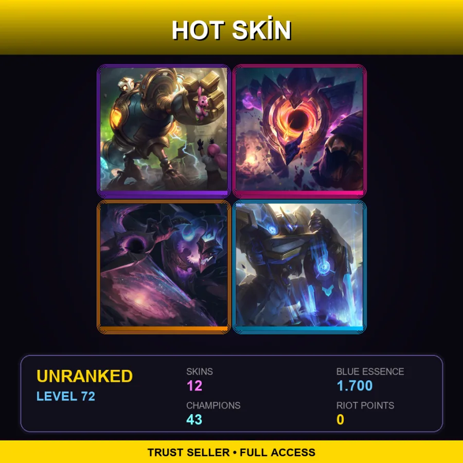 LAS | Lv72 | Unranked | 12 Skin | 43 Champ — LoL account
