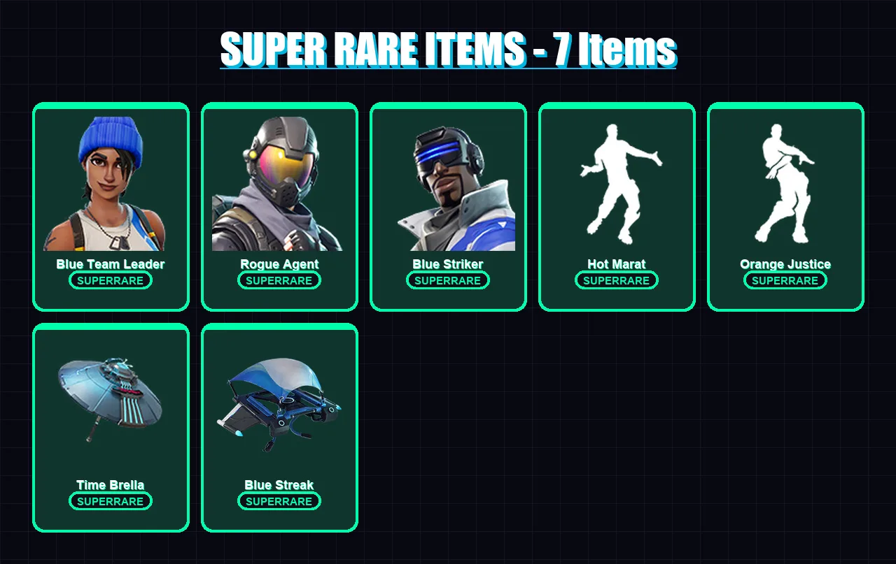 [PC/XBOX] | Blue Team Leader | Rogue Agent | Blue Striker | Deadpool | Hades | 150 skin | 188 pickaxe | 140 emote | 161 glider | Lv2810 — Game account