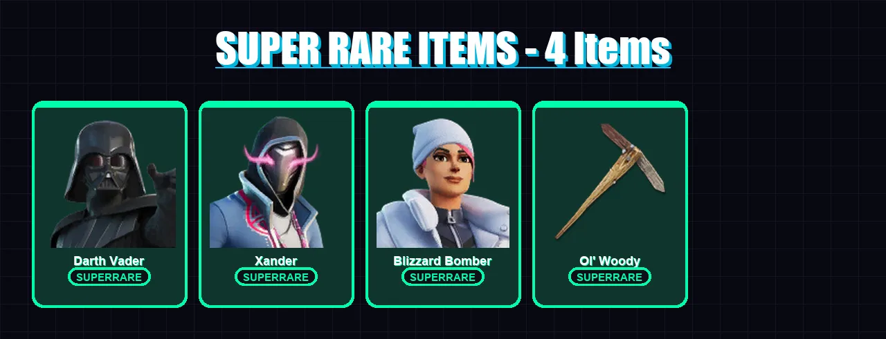 [PS4/PS5/XBOX/PC] | Darth Vader | Xander | Blizzard Bomber | Malik | Snap | 41 skin | 69 pickaxe | 36 emote | 51 glider | Lv493