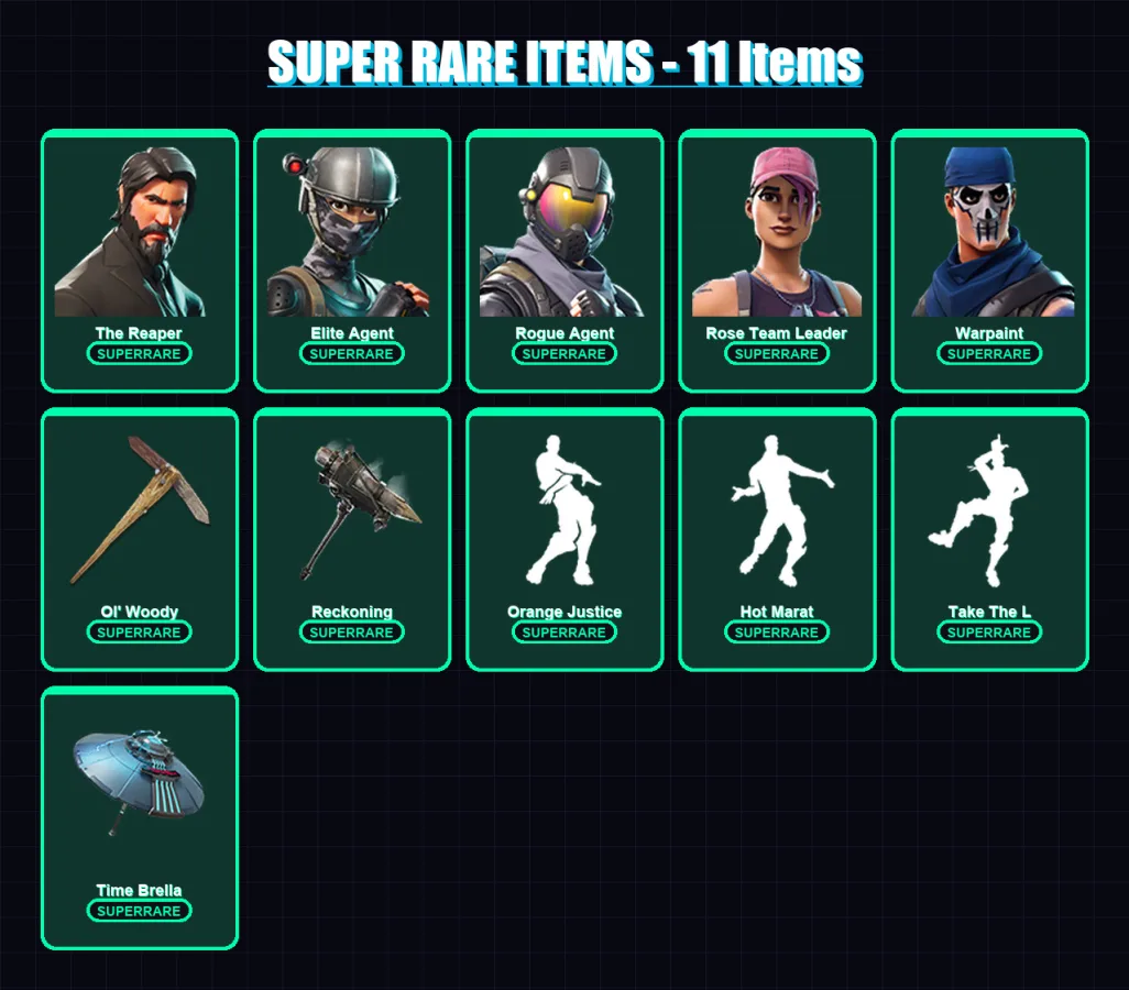 [PC/PSN] | The Reaper | Elite Agent | Rogue Agent | Rose Team Leader | Warpaint | 65 skin | 47 pickaxe | 62 emote | 57 glider | Lv828