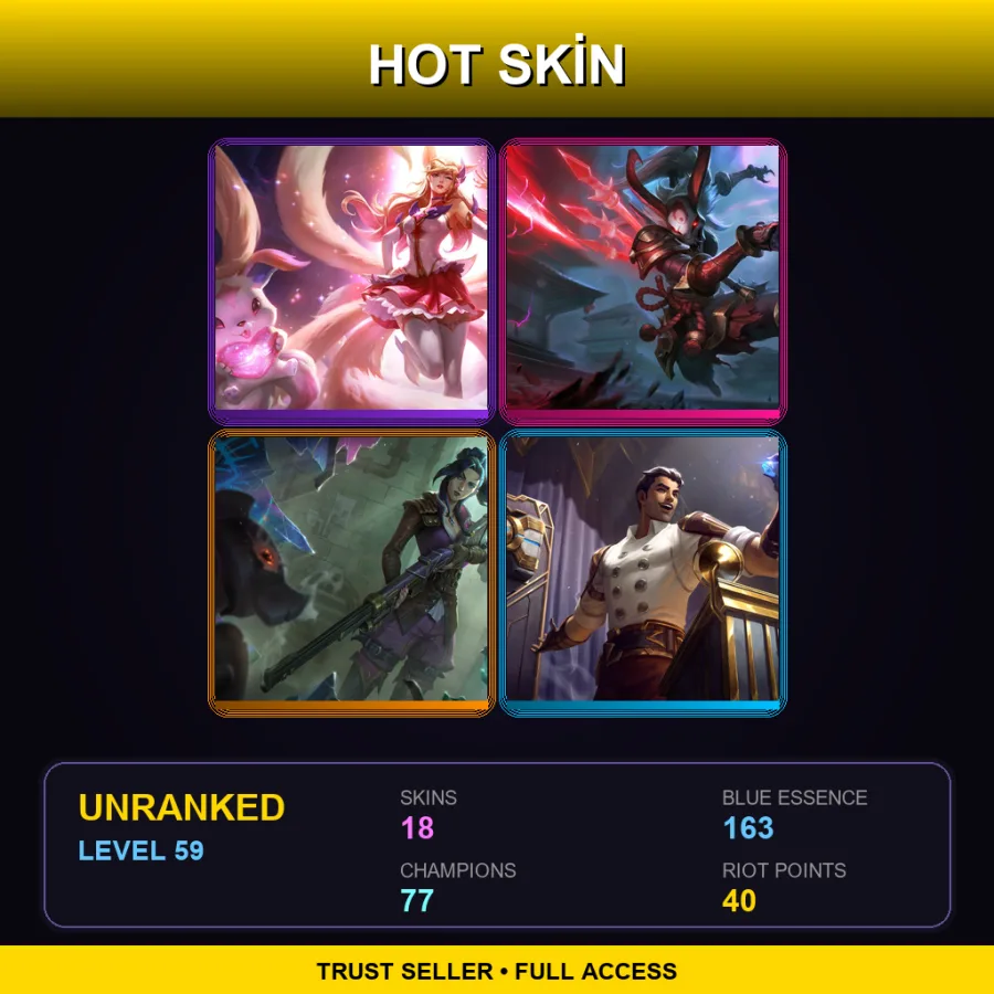 TR | Lv59 | Unranked | 18 Skin | 77 Champ