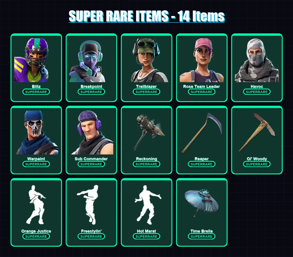 [PC/XBOX/PSN] | Blitz | Breakpoint | Trailblazer | Rose Team Leader | Havoc | 186 skin | 177 pickaxe | 138 emote | 166 glider | Lv2233