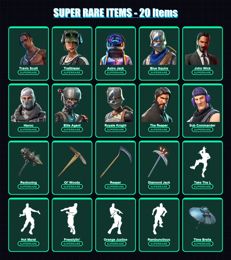 [PC/PSN] | Travis Scott | Trailblazer | Astro Jack | Blue Squire | John Wick | 264 skin | 276 pickaxe | 264 emote | 224 glider | Lv3468