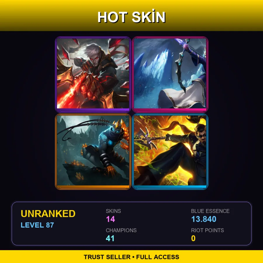 EUNE | Lv87 | Unranked | 14 Skin | 41 Champ