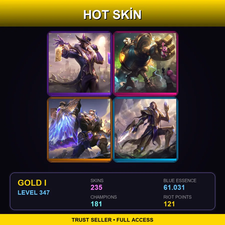 TR | Lv347 | Gold I | 235 Skin | 181 Champ