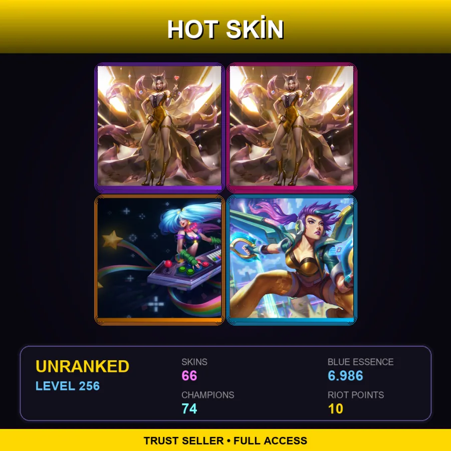 LAS | Lv256 | Unranked | 66 Skin | 74 Champ — LoL account